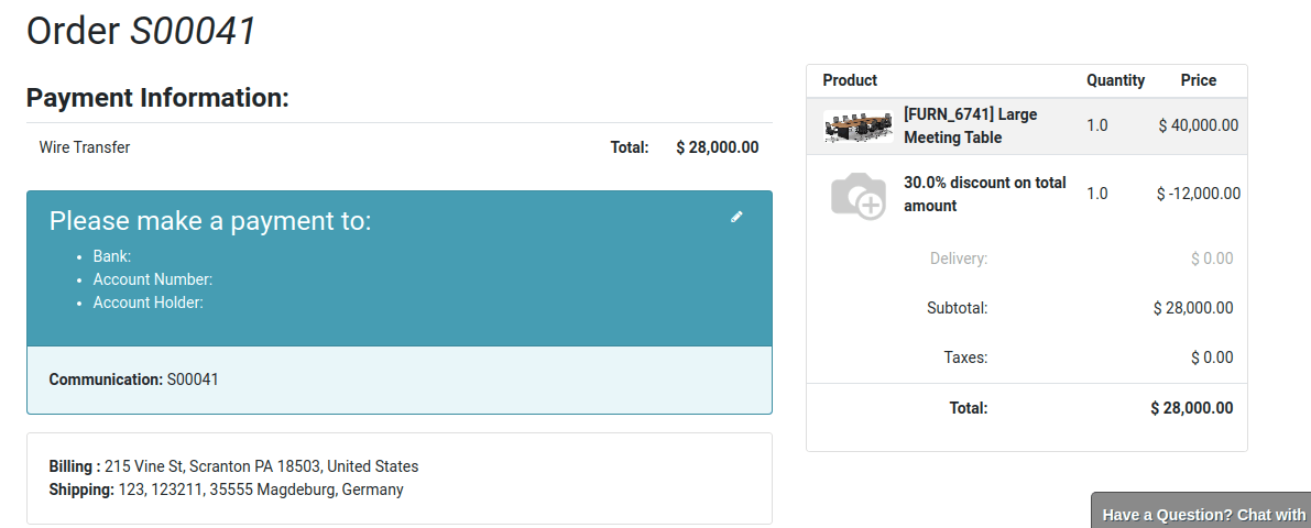Order Confirmation Odoo eCommerce Order Confirmation Odoo eCommerce