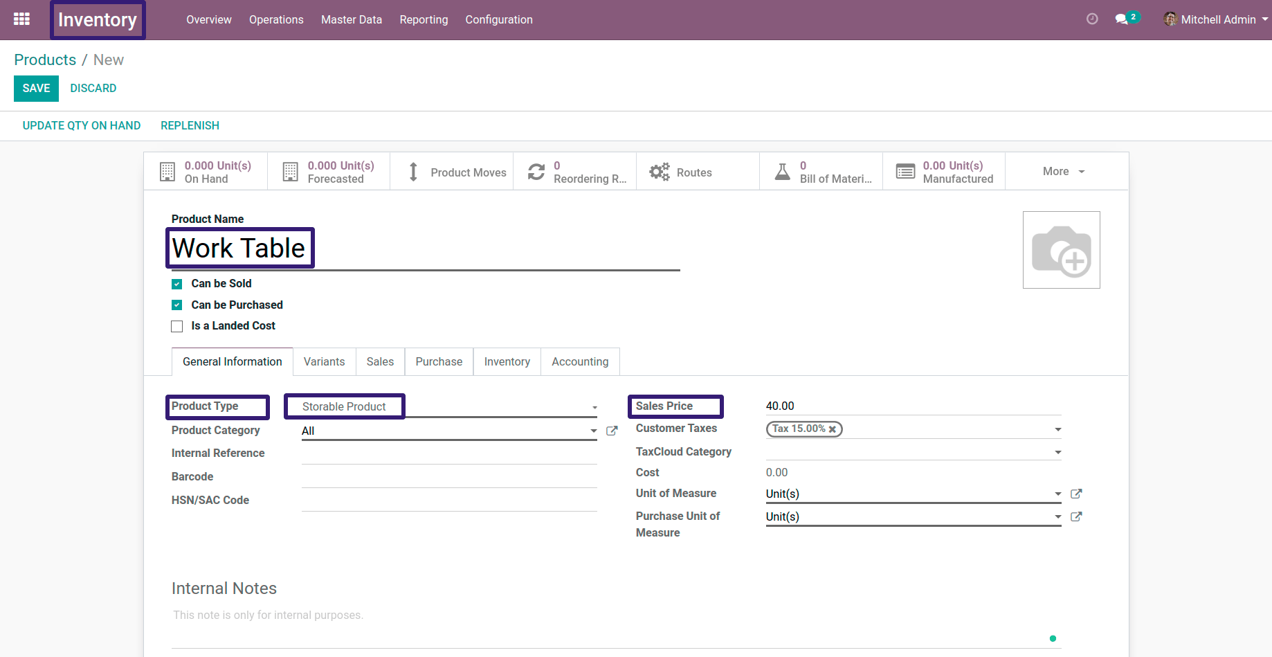 Add Data in FIelds for Creating Product in odoo Add Data in FIelds for Creating Product in odoo