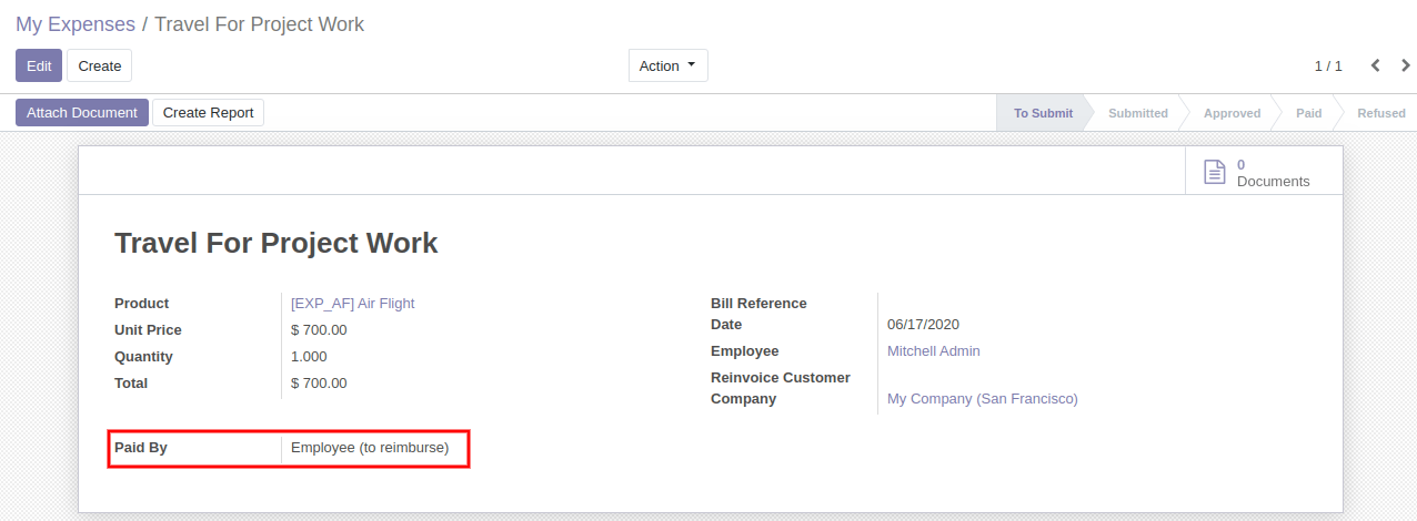 Expense Paid By Employee In Odoo 13 Expense Paid By Employee In Odoo 13