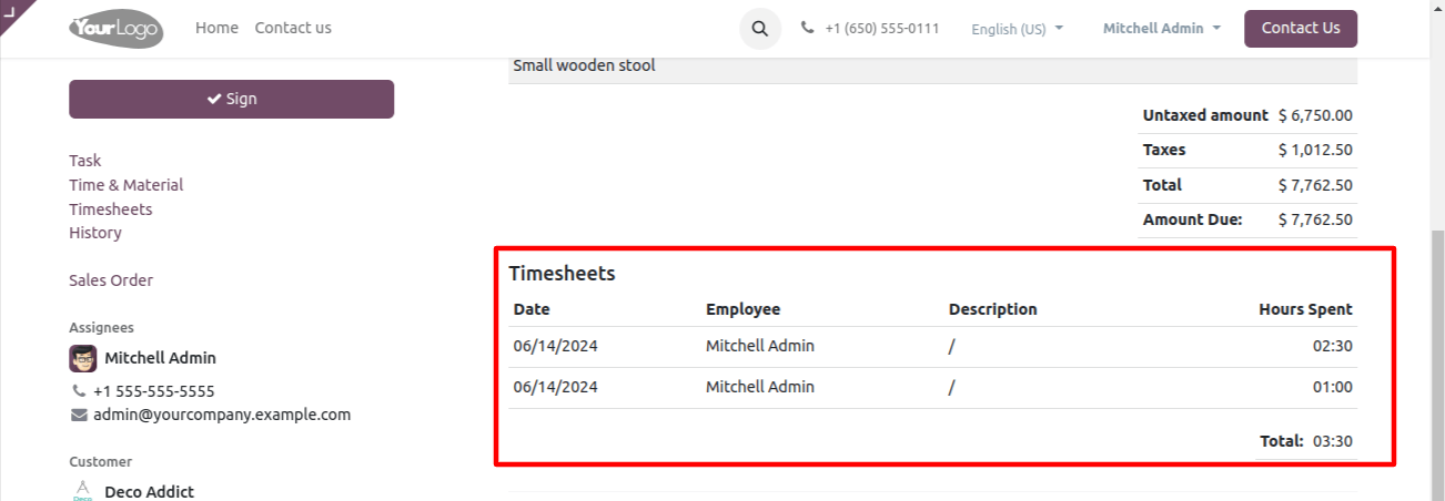 Timesheets in Portal Timesheets in Portal