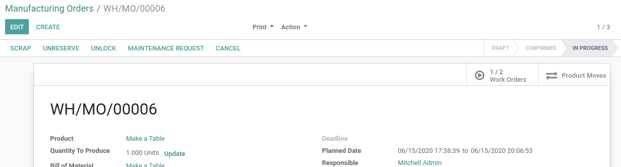 Manufacturing Order is Ready and Highlighted with Green Color Manufacturing Order is Ready and Highlighted with Green Color