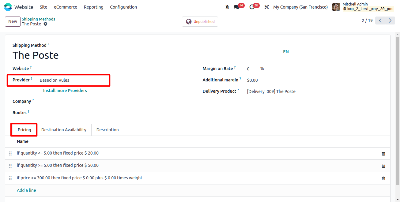 Shipping Method Pricing Tab Shipping Method Pricing Tab