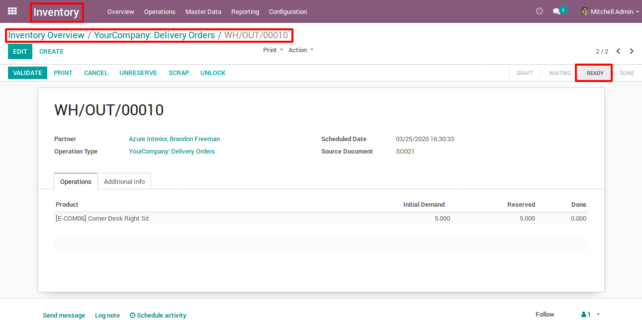 State Will Be Changed to ready in Odoo State Will Be Changed to ready in Odoo