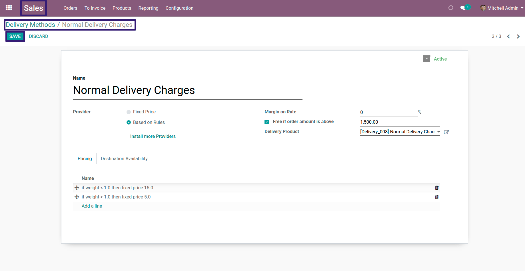 Click on Save Button in Delivery Methods in odoo Click on Save Button in Delivery Methods in odoo