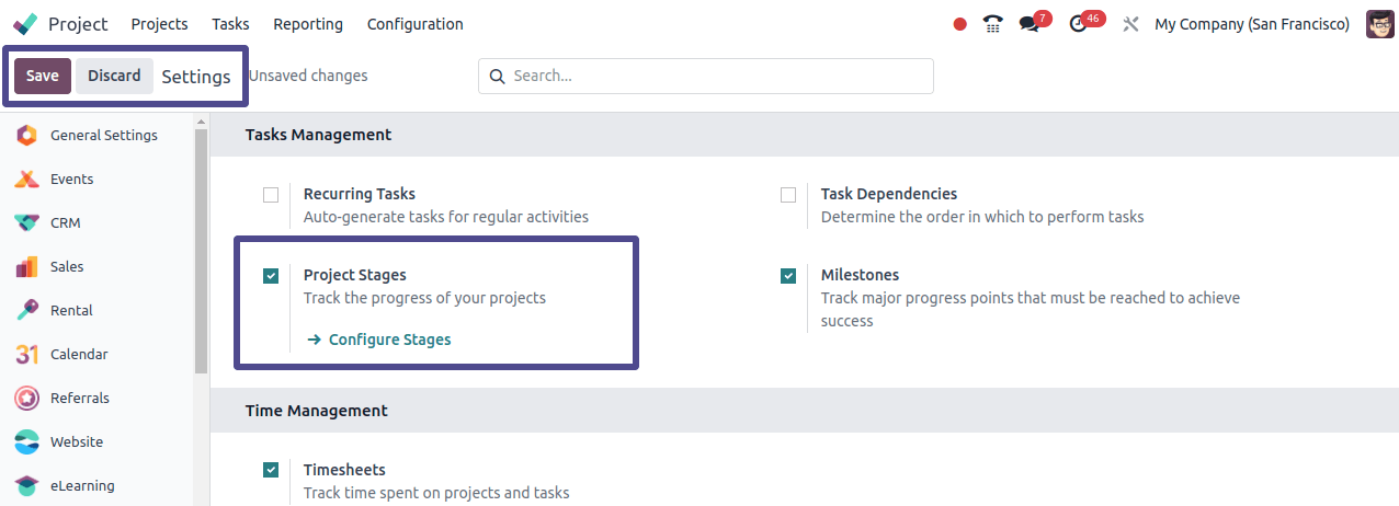 Configuration Projects Stages Configuration Projects Stages