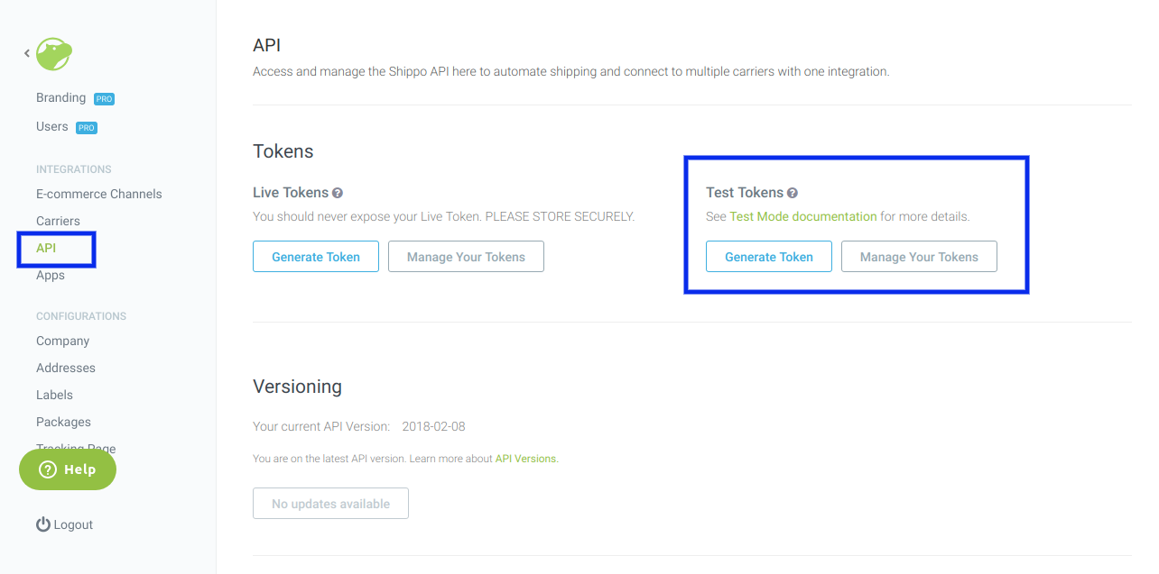GoShippo API Configuration GoShippo API Configuration