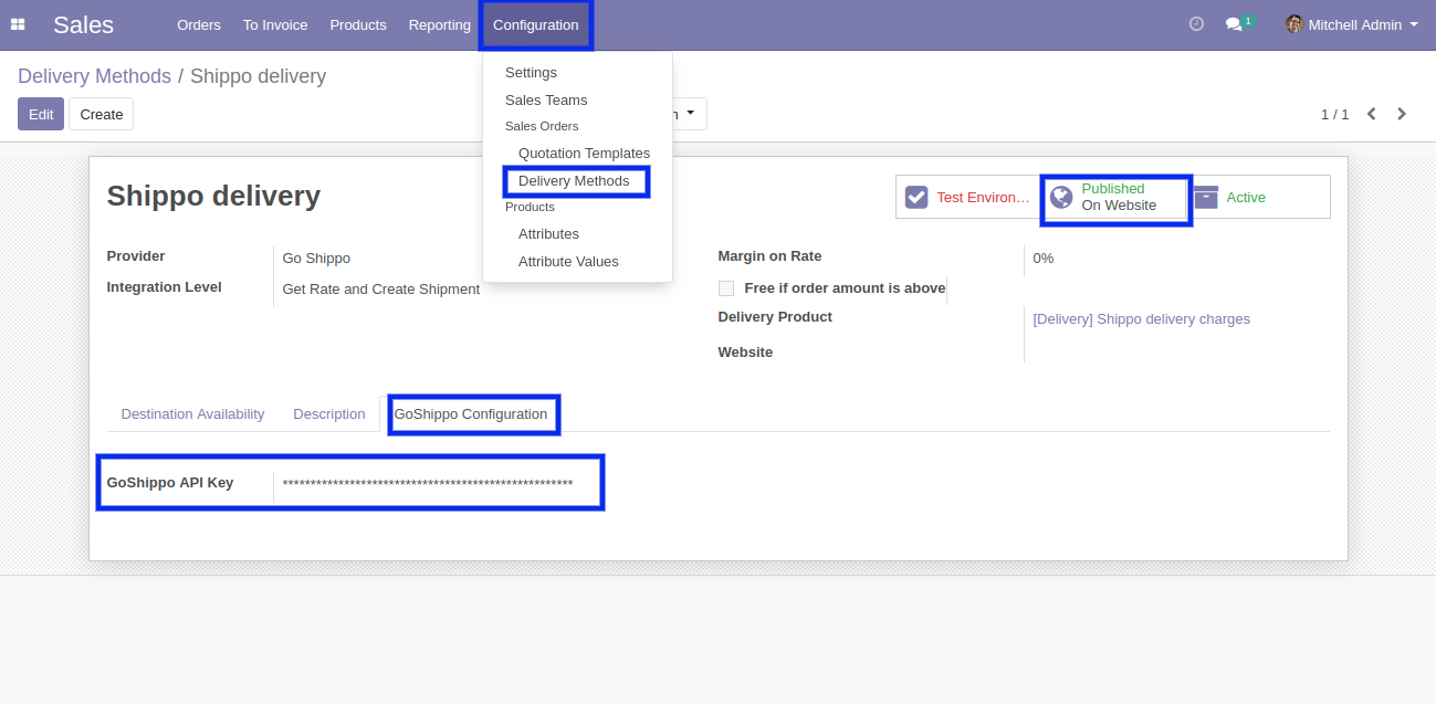 GoShippo Publish On Website in odoo GoShippo Publish On Website in odoo