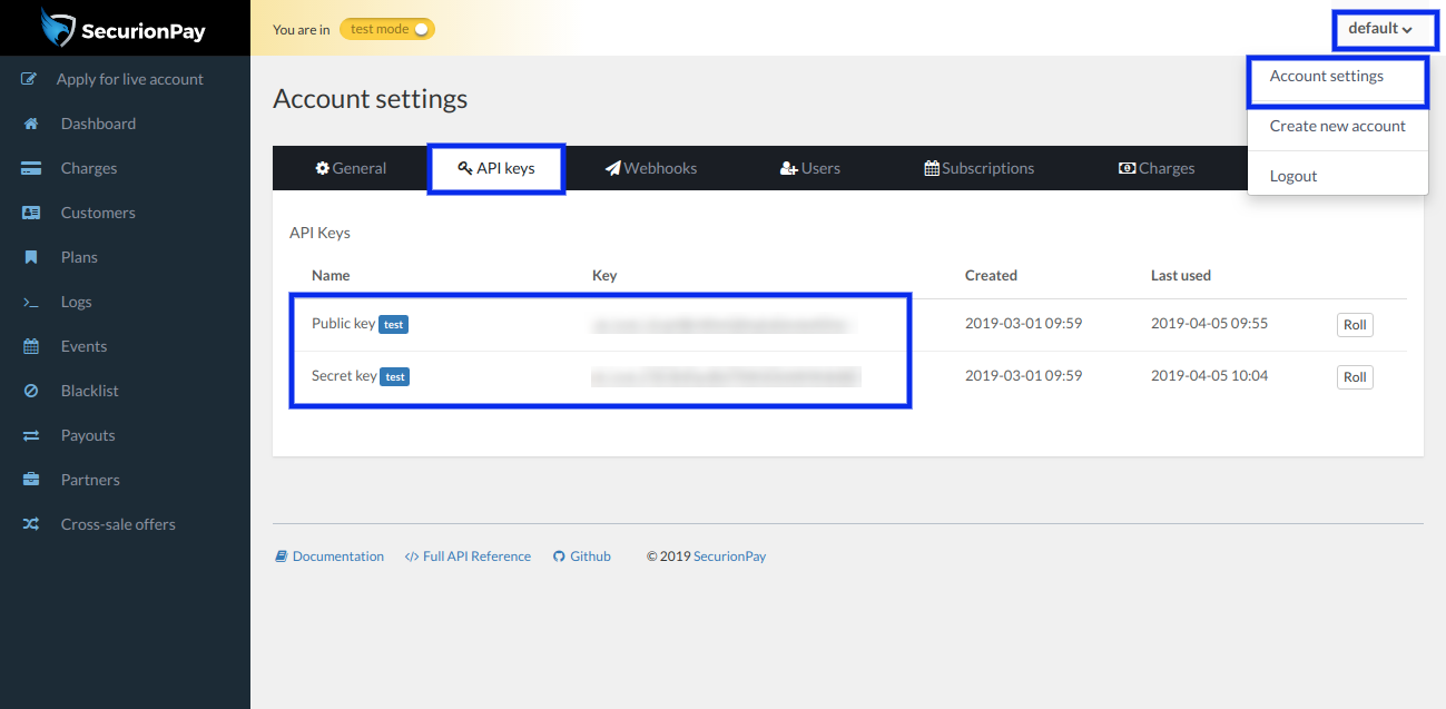 SecurionPay API Configuration SecurionPay API Configuration