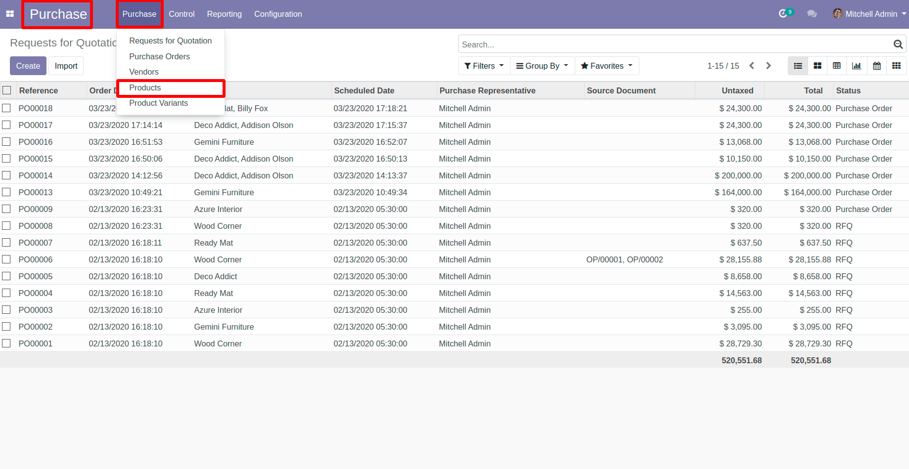 Goto Purchase and Click on the Products Menu in Odoo Goto Purchase and Click on the Products Menu in Odoo
