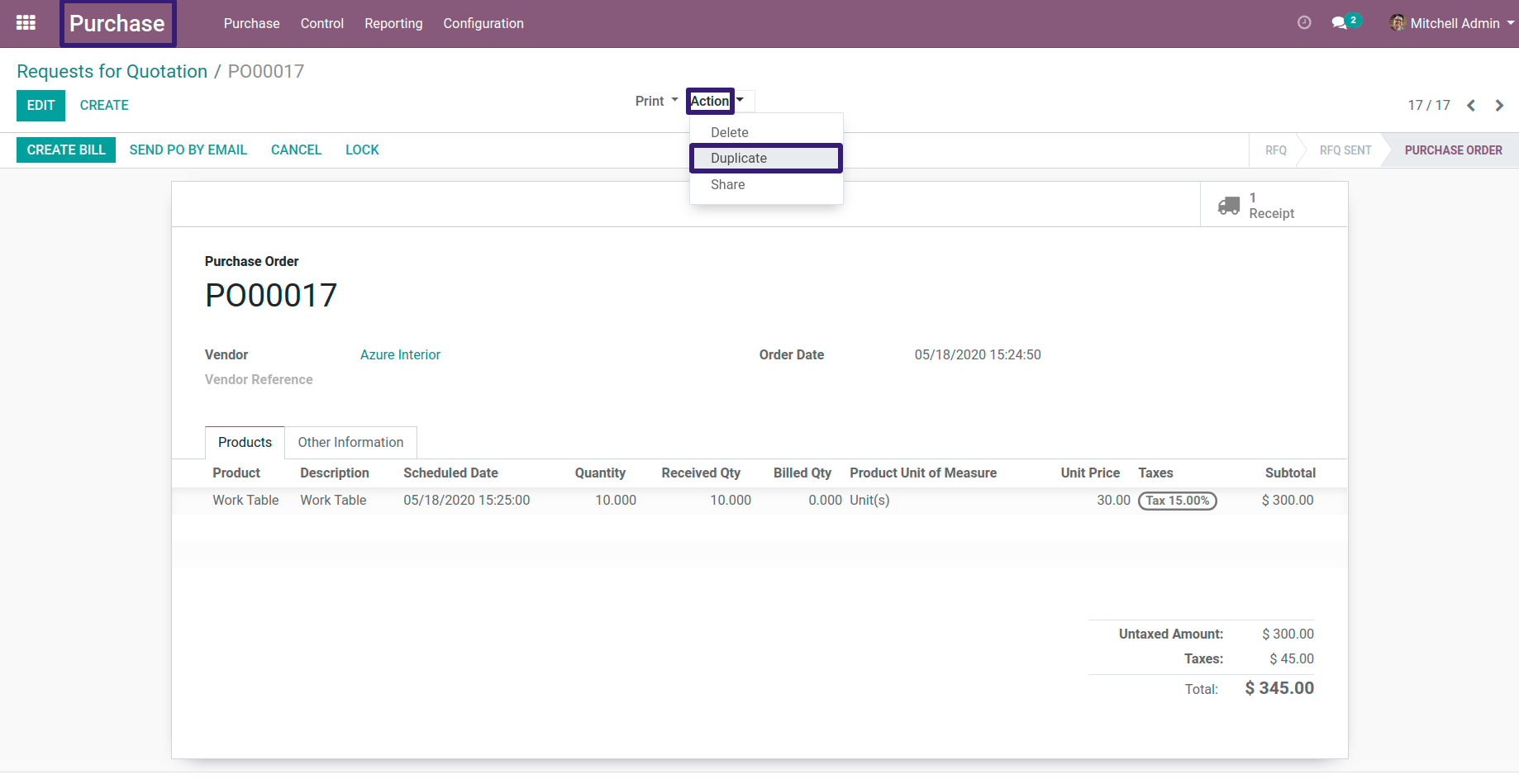 Duplicate the Purchase Order in odoo Duplicate the Purchase Order in odoo