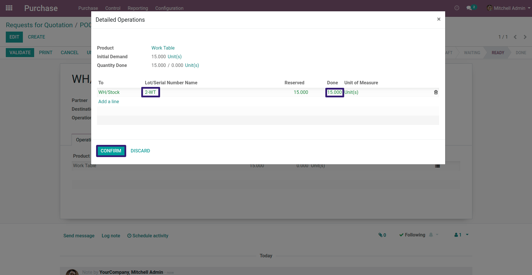 I added Lot/Serial Number and Done Quantity and click on Confirm Button and Validate the Record in odoo I added Lot/Serial Number and Done Quantity and click on Confirm Button and Validate the Record in odoo