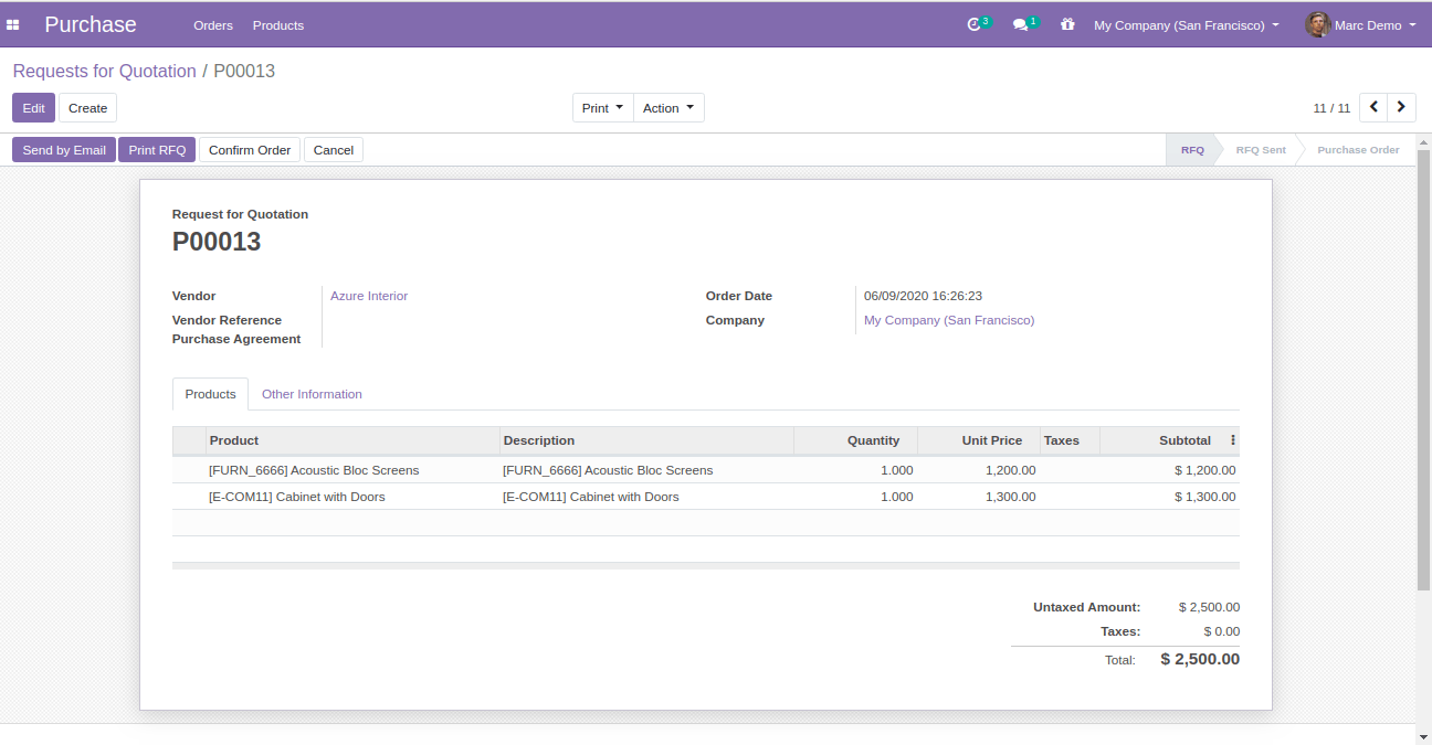 Purchase Order In Odoo Purchase Order In Odoo