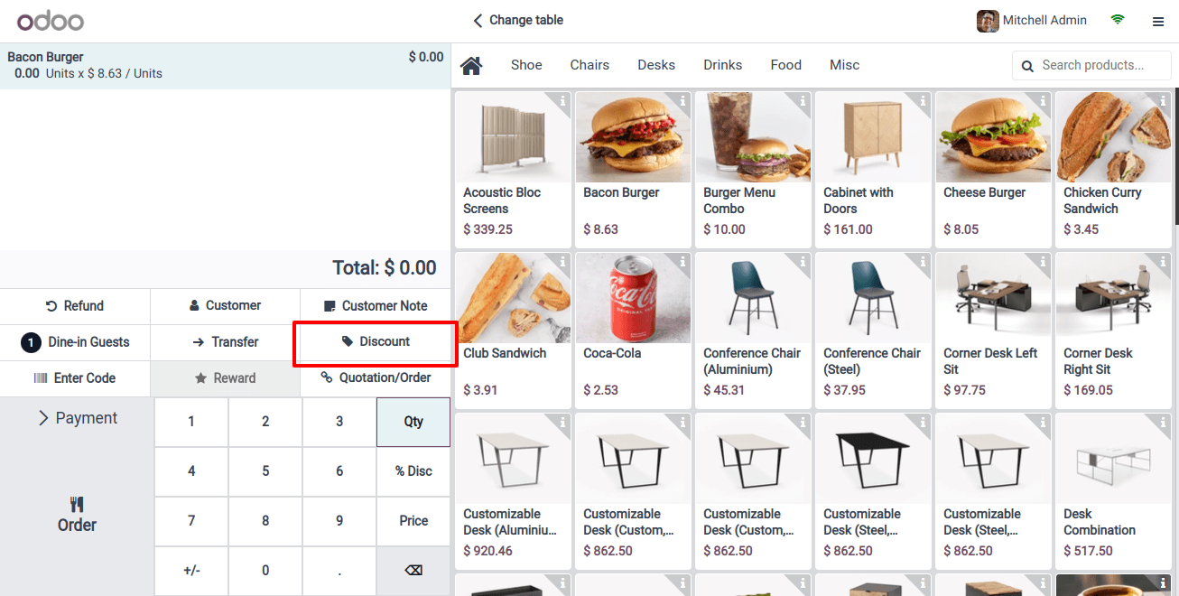 POS discounts Button POS discounts Button