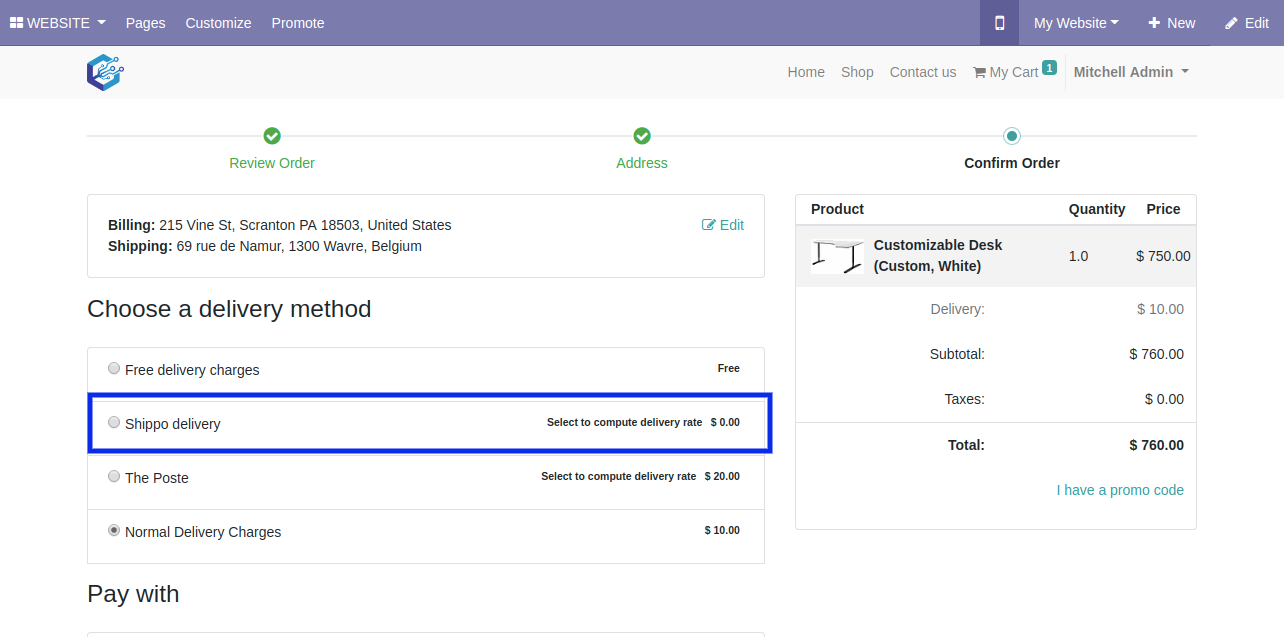 GoShippo Carrier In Website in odoo GoShippo Carrier In Website in odoo