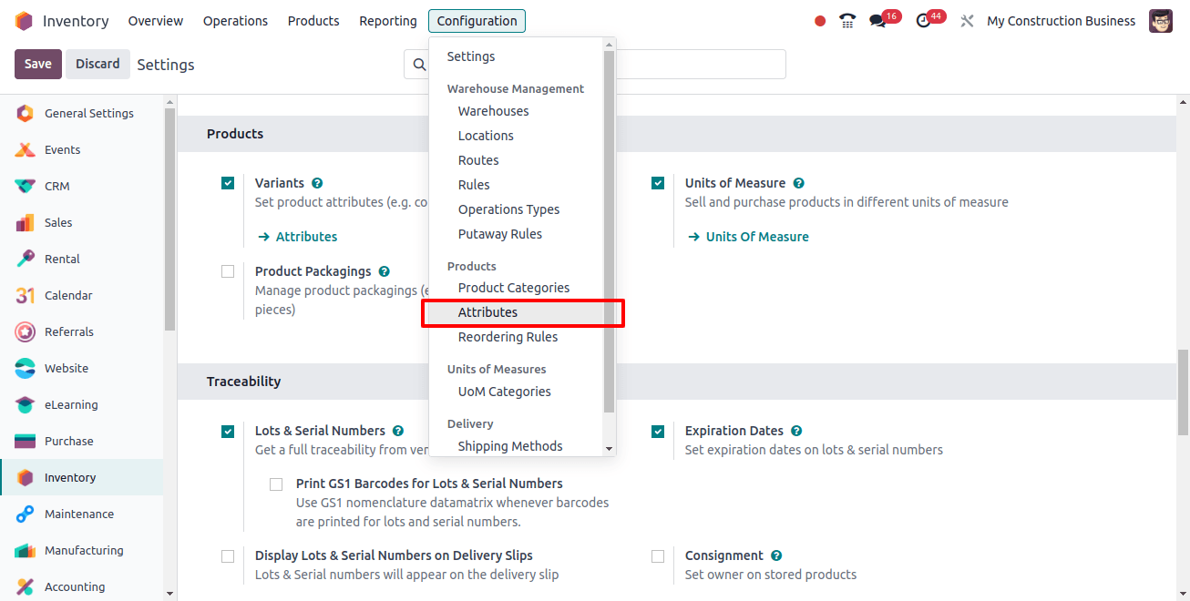 Inventory Attributes Inventory Attributes
