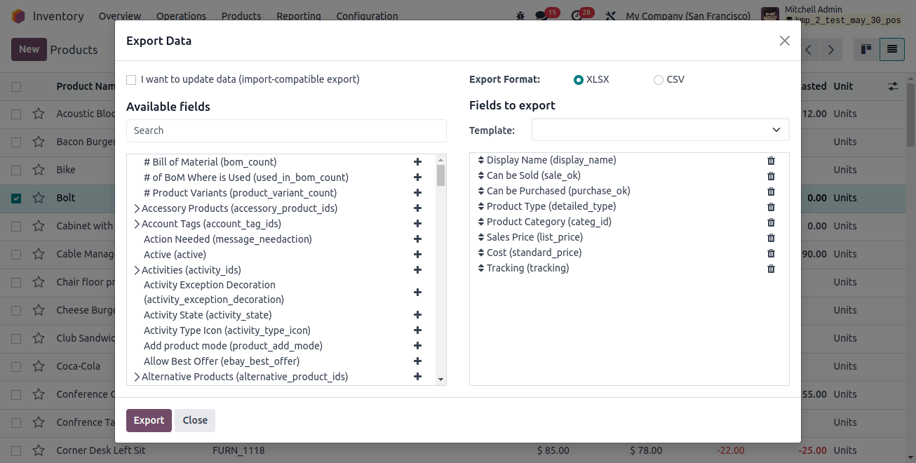 Export Data Export Data