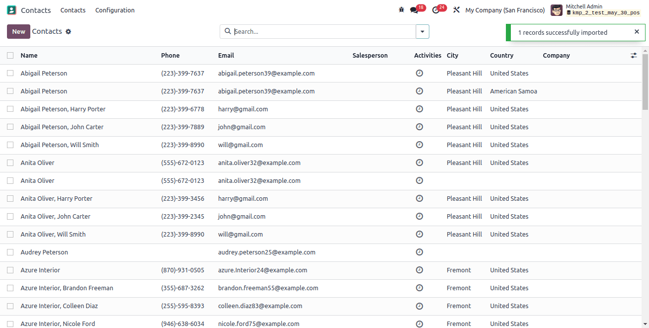 Contacts Imported Successfully Contacts Imported Successfully