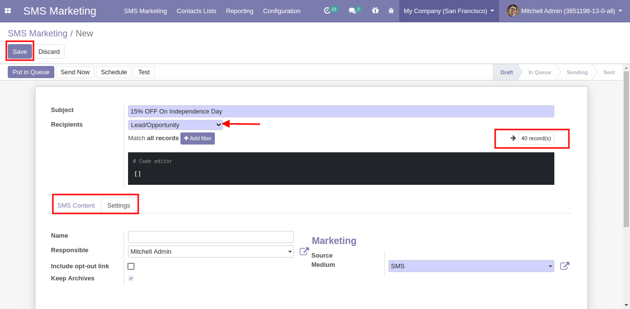 SMS Content In Odoo SMS Marketing SMS Content In Odoo SMS Marketing