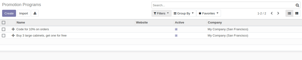 List View Of Promotion Program In Odoo eCommerce List View Of Promotion Program In Odoo eCommerce