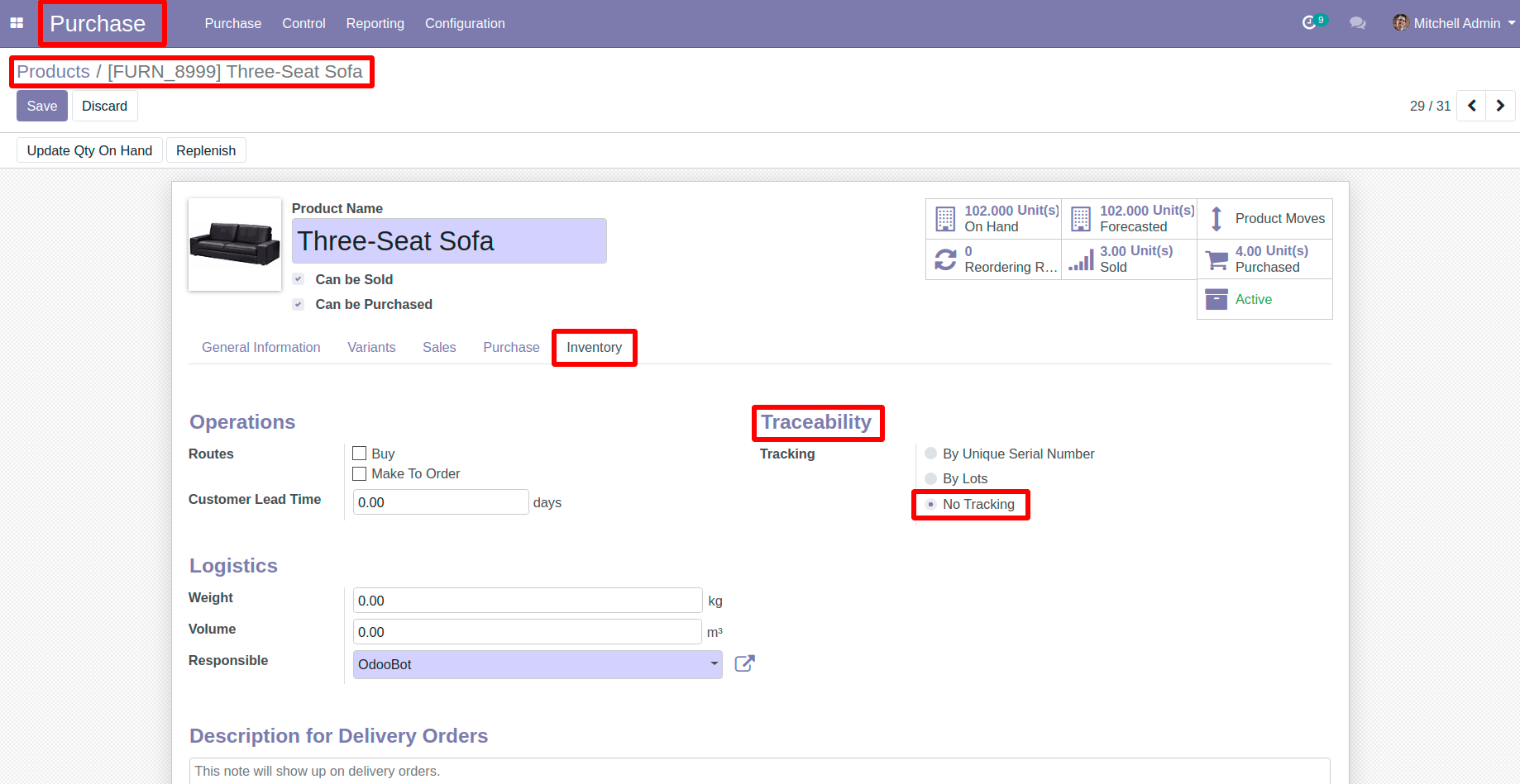 In First Product Goto Inventory Tab in Odoo In First Product Goto Inventory Tab in Odoo