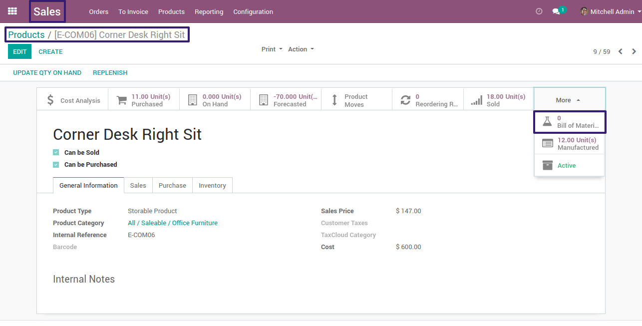 Select Bill Of Materials Smart Button in odoo Select Bill Of Materials Smart Button in odoo