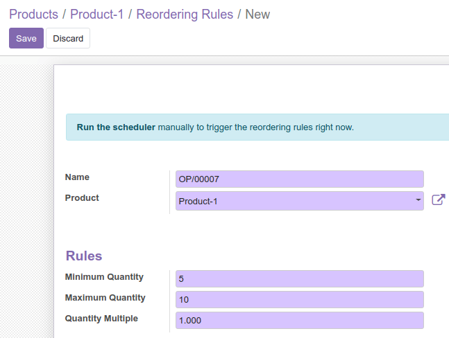 Product New Reordering Rules Product New Reordering Rules