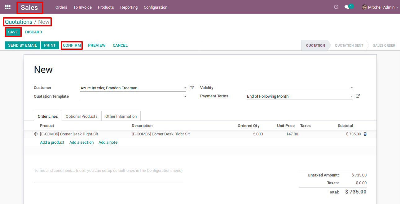 Save And Confirm the Quotation in Odoo Save And Confirm the Quotation in Odoo
