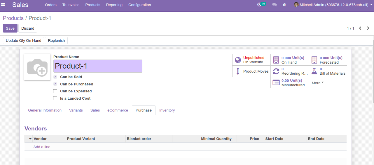 Product Vendor Configuration Product Vendor Configuration