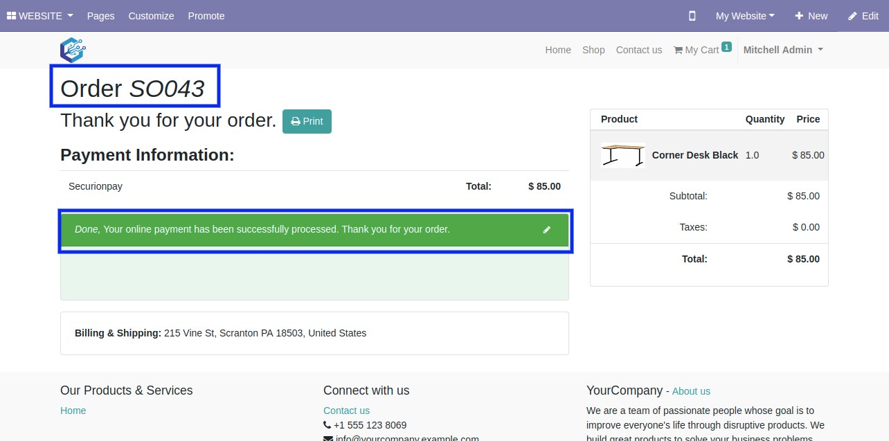 Payment Successful Message Payment Successful Message