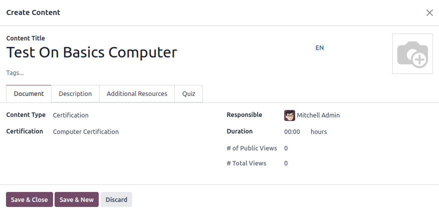 Create Content For Course Create Content For Course