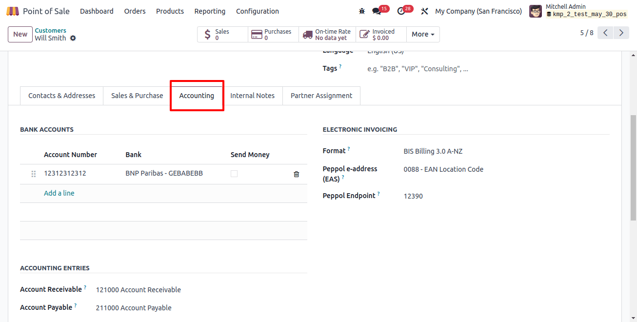 Customer Accounting Tab