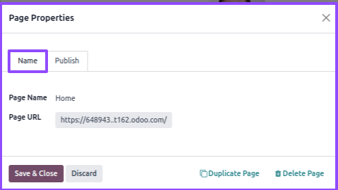 Page Properties name Page Properties name
