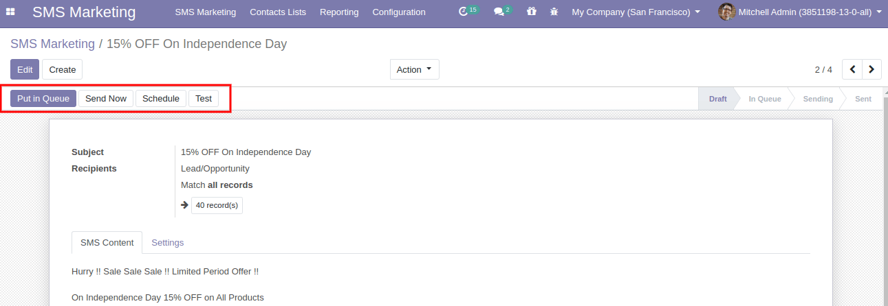 SMS Campaign In Odoo SMS Campaign In Odoo