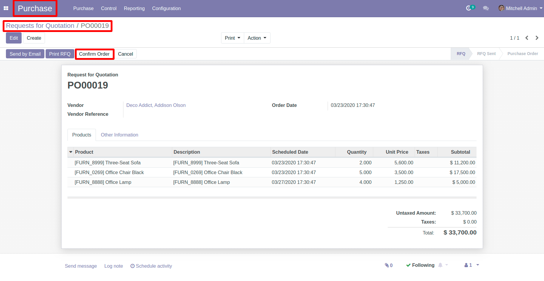 Click on Confirm Order in Odoo Click on Confirm Order in Odoo