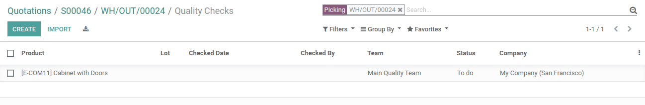 List Of Products are Listed Under Quality Check In Odoo List Of Products are Listed Under Quality Check In Odoo