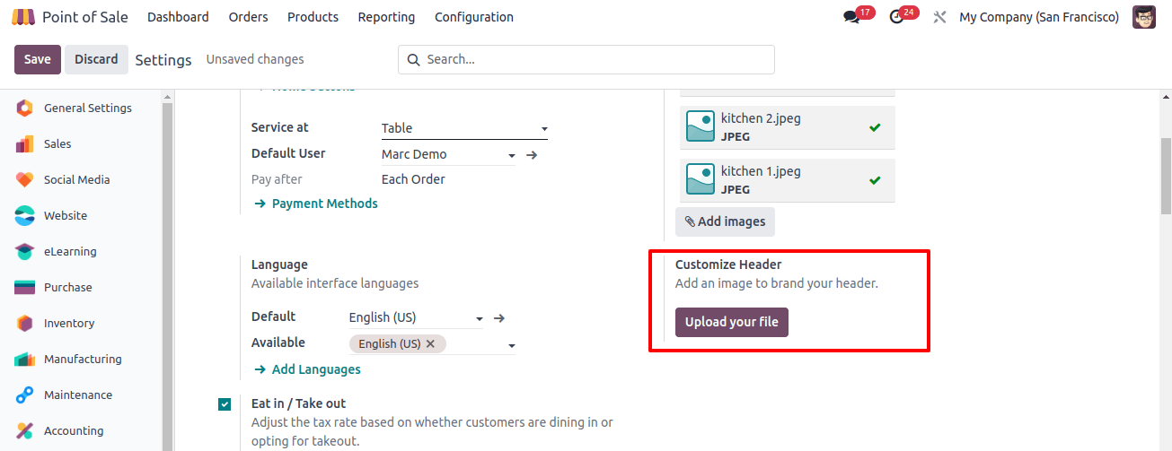 Configure the Customize Header Configure the Customize Header